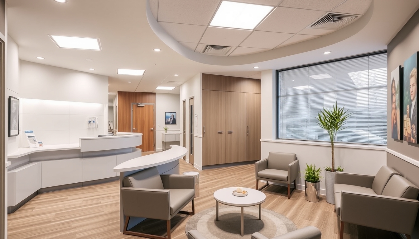 Modern medical practice interior with bright, welcoming atmosphere.