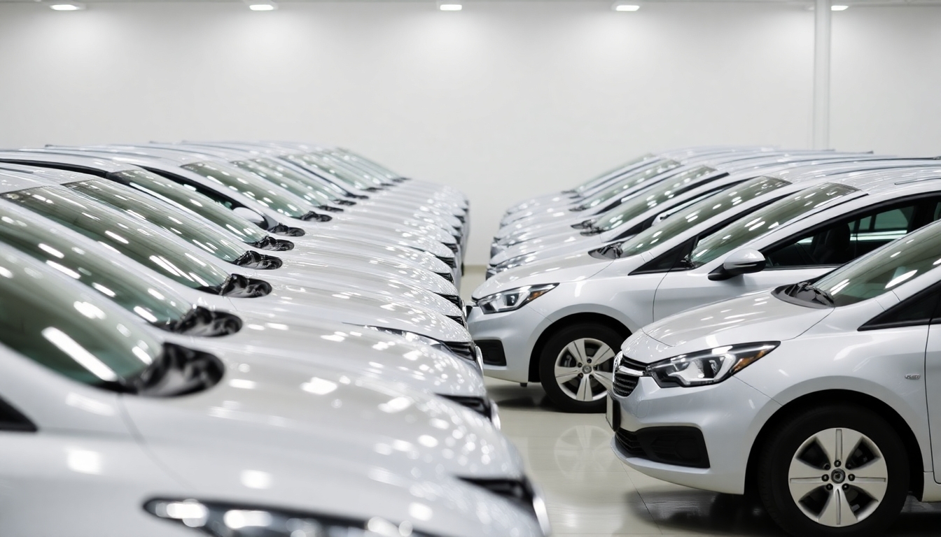 Fleet of identical cars symbolizing efficient management.