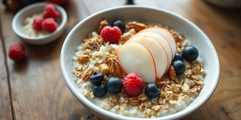 Bircher Benner Kost: Schale mit Bircher Müsli und frischen Früchten