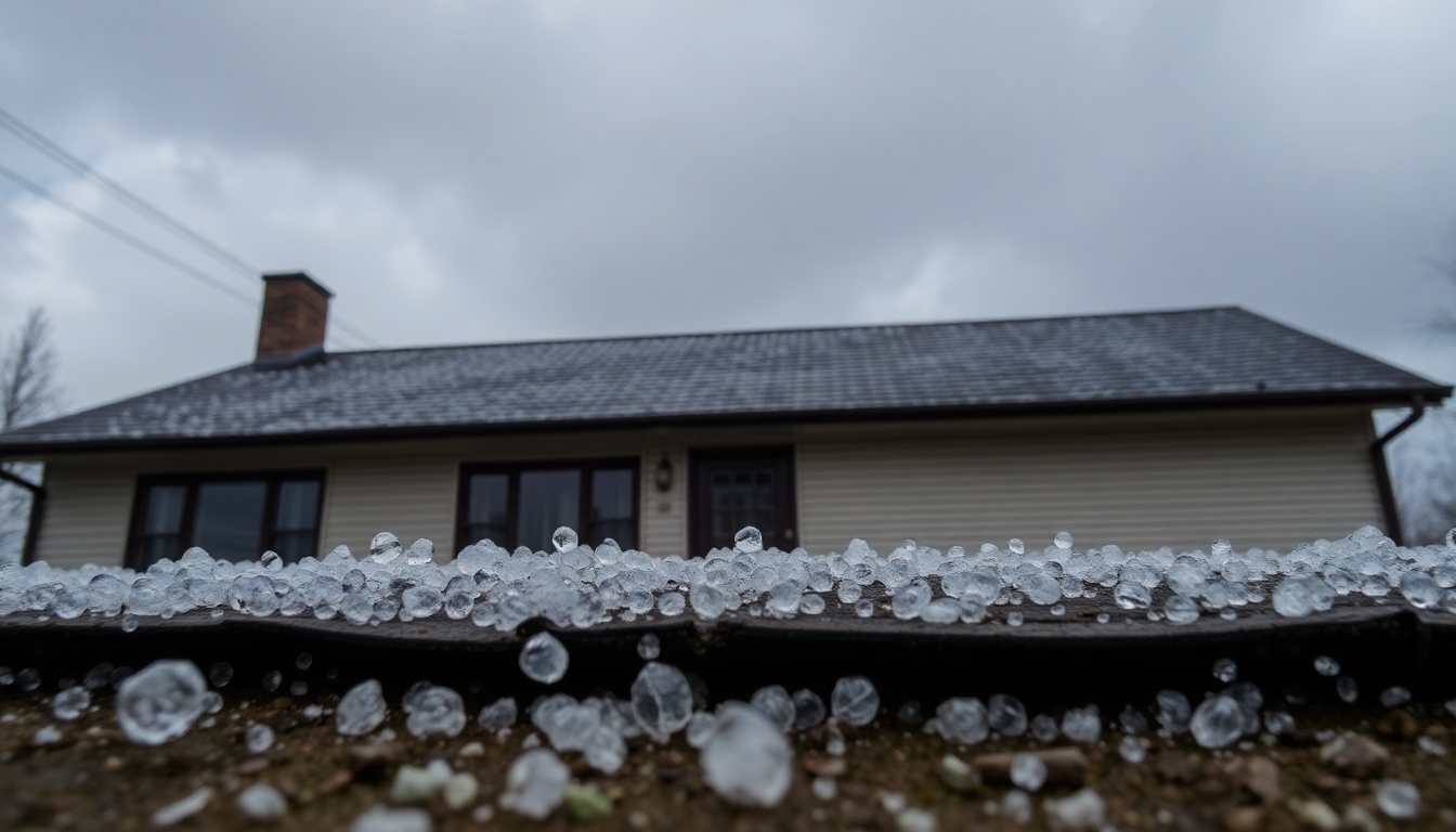Hail damage on a house.