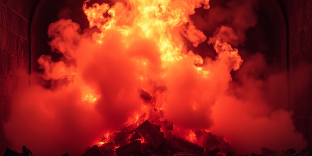Flammen und Rauch aus einer Explosion.