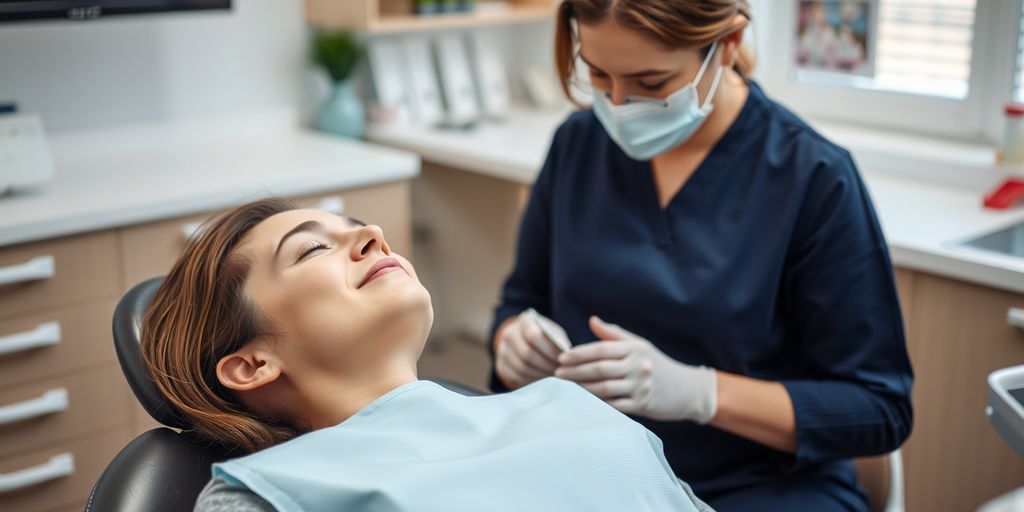 Patient relaxed in dentist chair with calming techniques