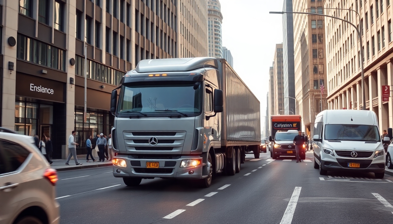 LKW in der Stadt bei Transportmittelunfall