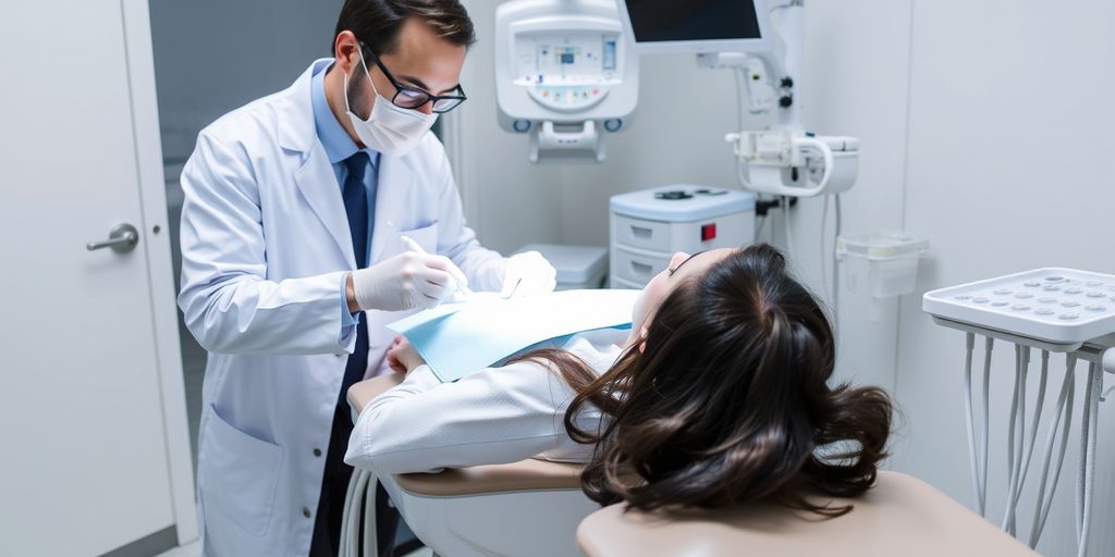 Dentist preparing patient for anesthesia