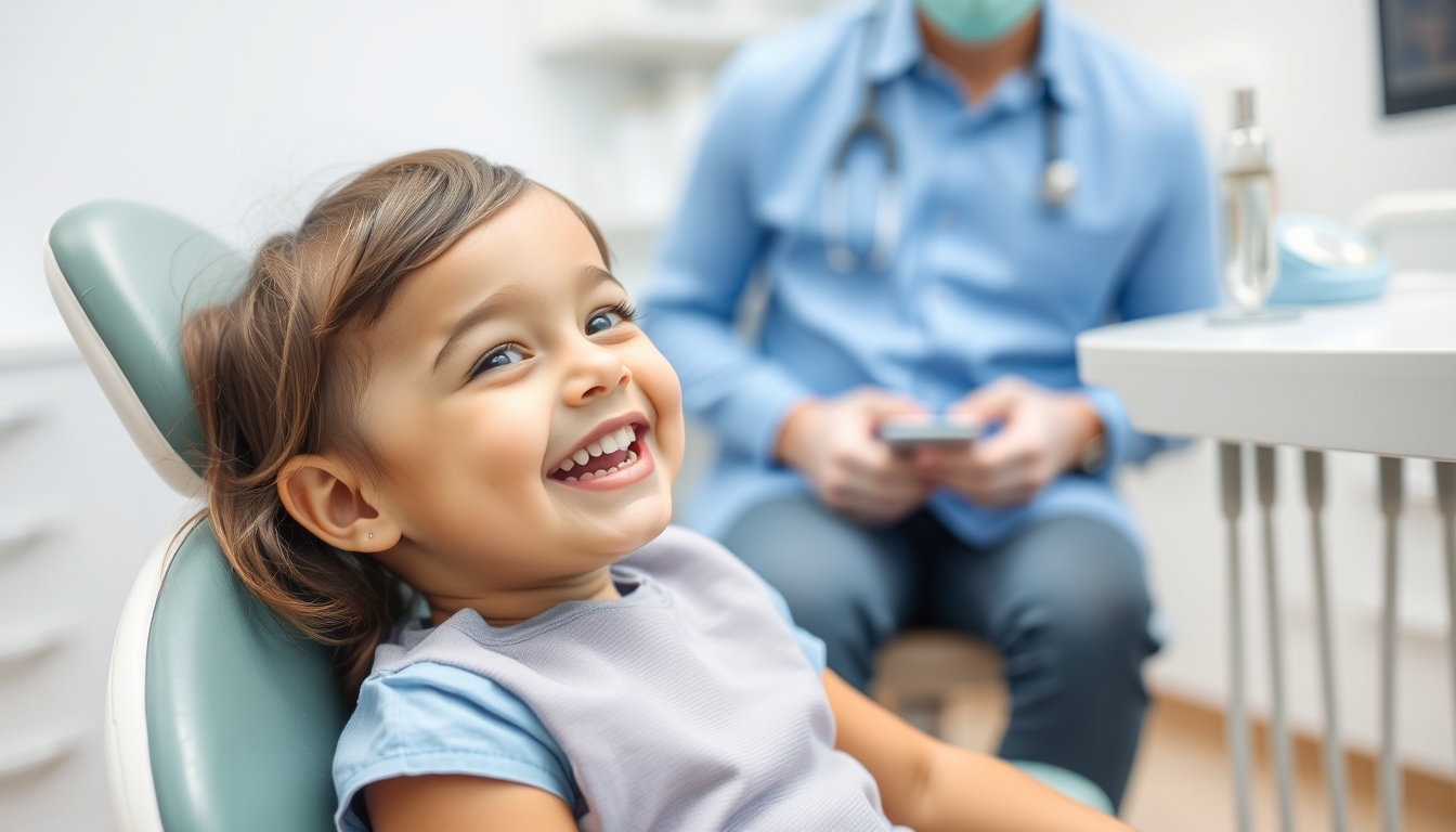 Happy child at the dentist's office.