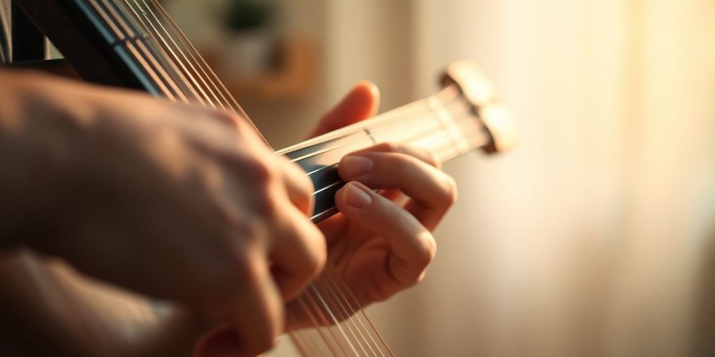 Musiktherapie: Person spielt Musikinstrument in Therapiesitzung