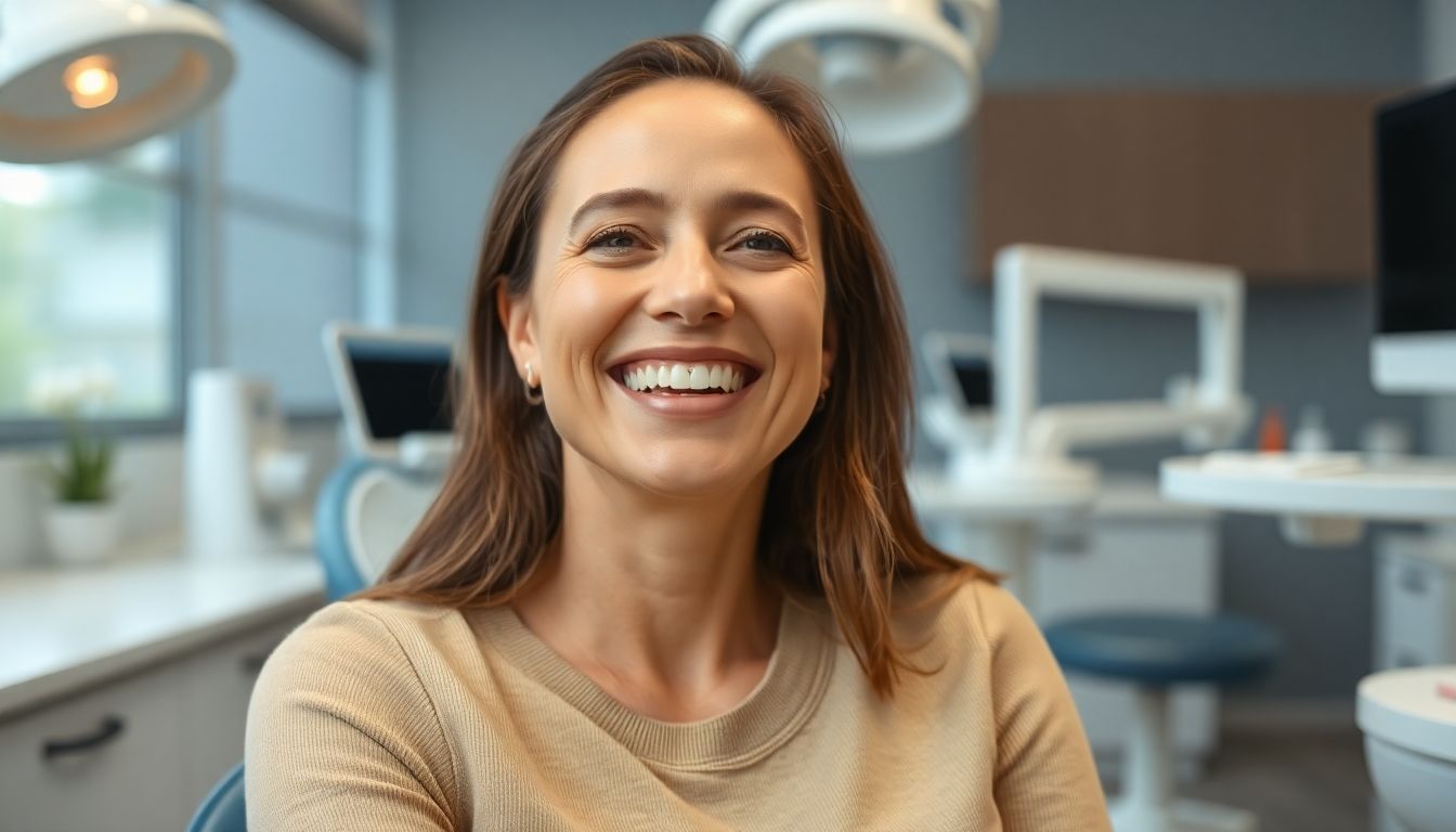 Therapieschienen: Frau mit schöner Lächeln in heller Praxis