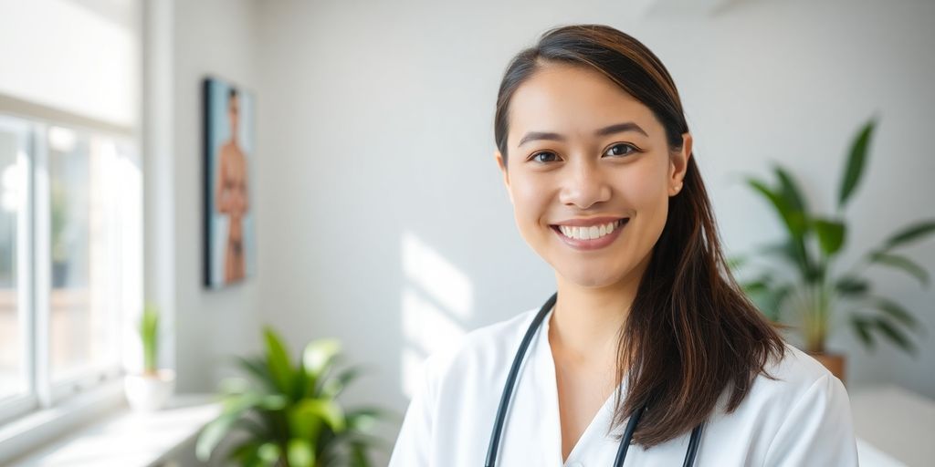 Kuren und Rehabilitation bei BKK PFAFF: Junge Ärztin in moderner Praxis.