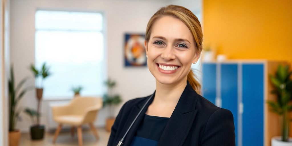 Betriebsservice und Arbeitgeberangebote: Arbeitergeberin freut sich über die Mitarbeiterangebote.