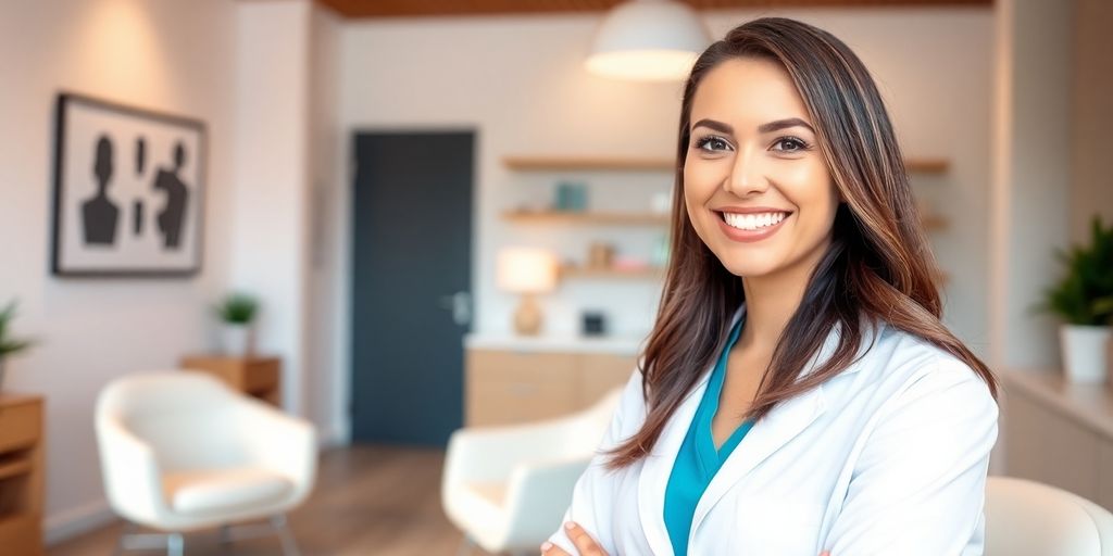 Zahnleistungen der BKK Technoform: Zahnärztin freut sich bei der Versorgung ihrer Patienten
