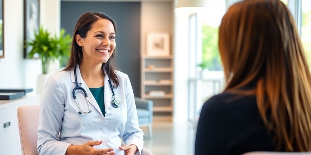 Ernährungsberaterin im Gespräch mit einer Patientin die bei der BKK Würth versichert ist.