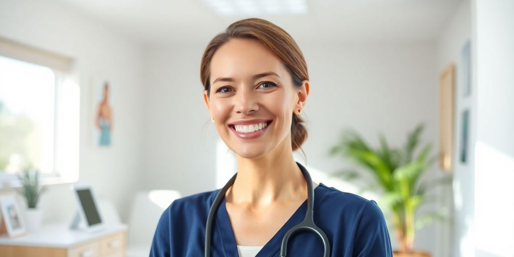 IKK gesund plus steht für Gesundheit und Wohlbefinden. Junge Ärztin freut sich über die versicherten Leistungen.