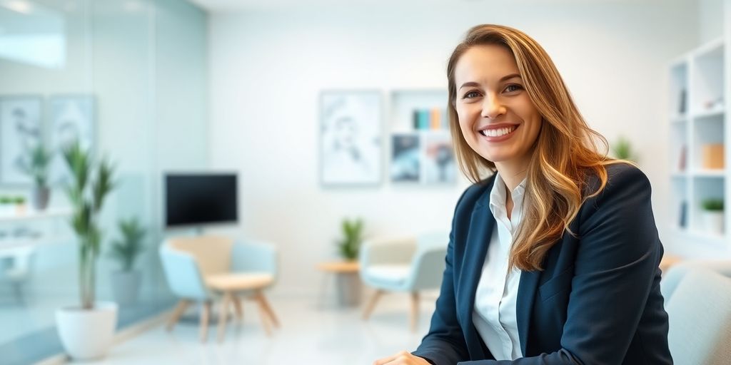 Lächelnde Frau ist bei der BKK EWE versichert.