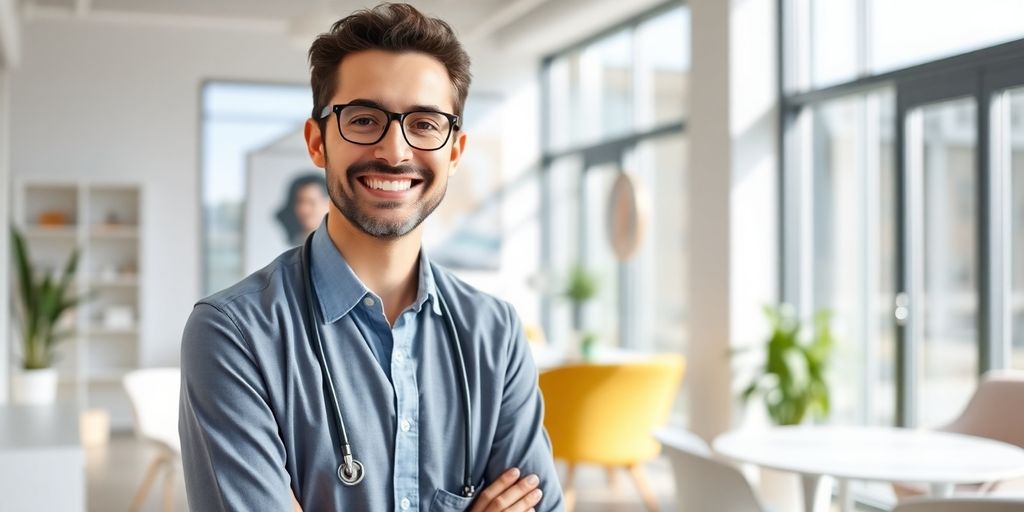 Arzt ist bei der BKK EWE versichert und freut sich über den Kundenservice.