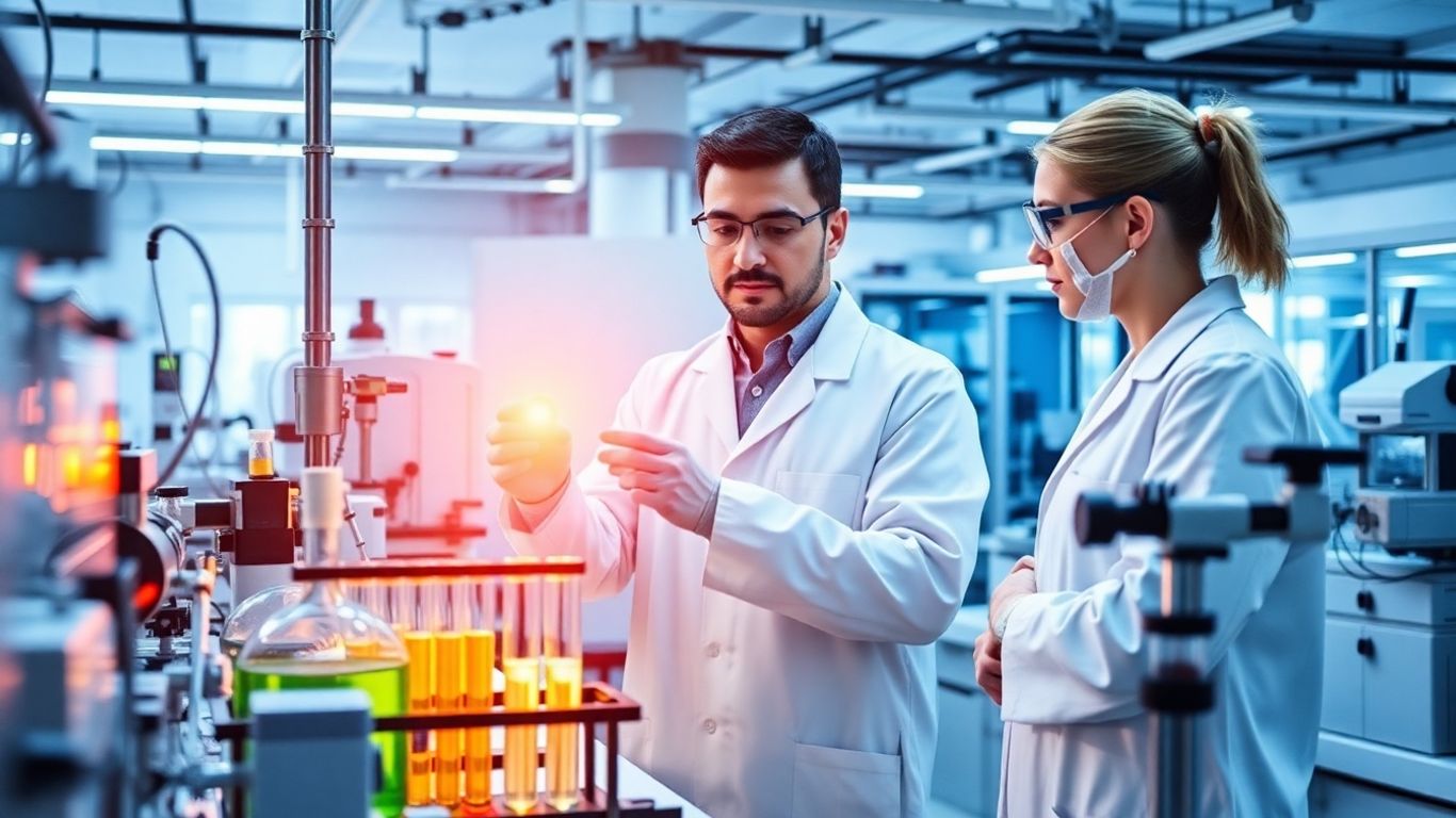 Biotechnologie Labor mit Wissenschaftlern und Ausrüstung
