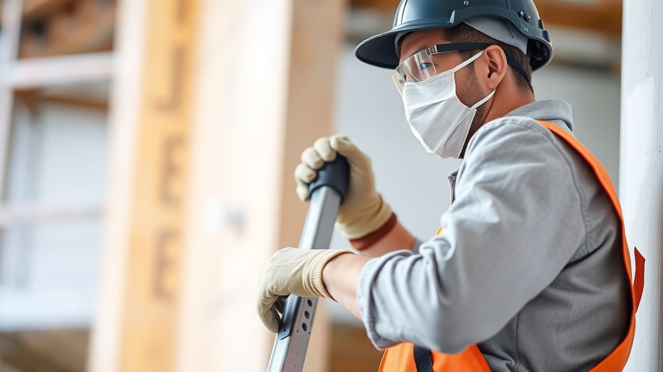 Maler auf Leiter bei der Arbeit