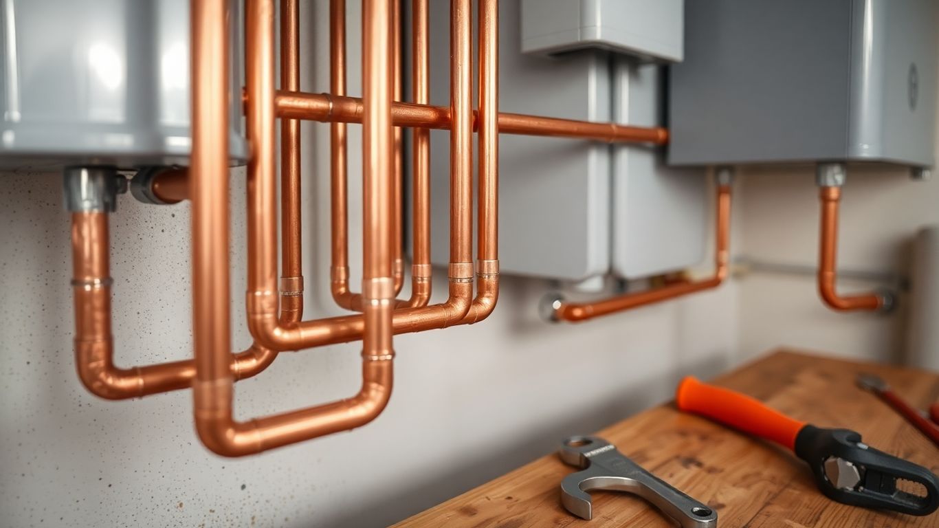 Heizungsinstallation mit Rohren und Kessel
