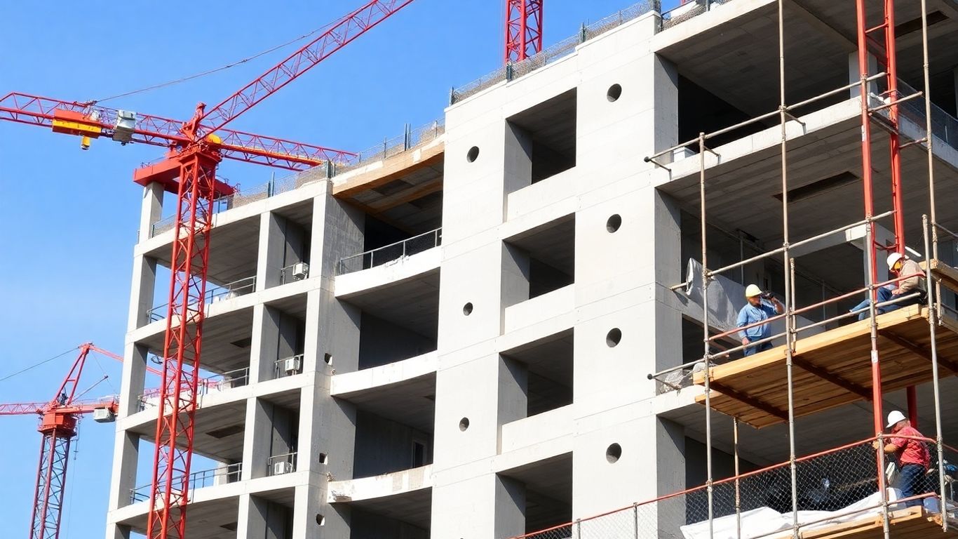 Baustelle mit Hochhaus im Bau