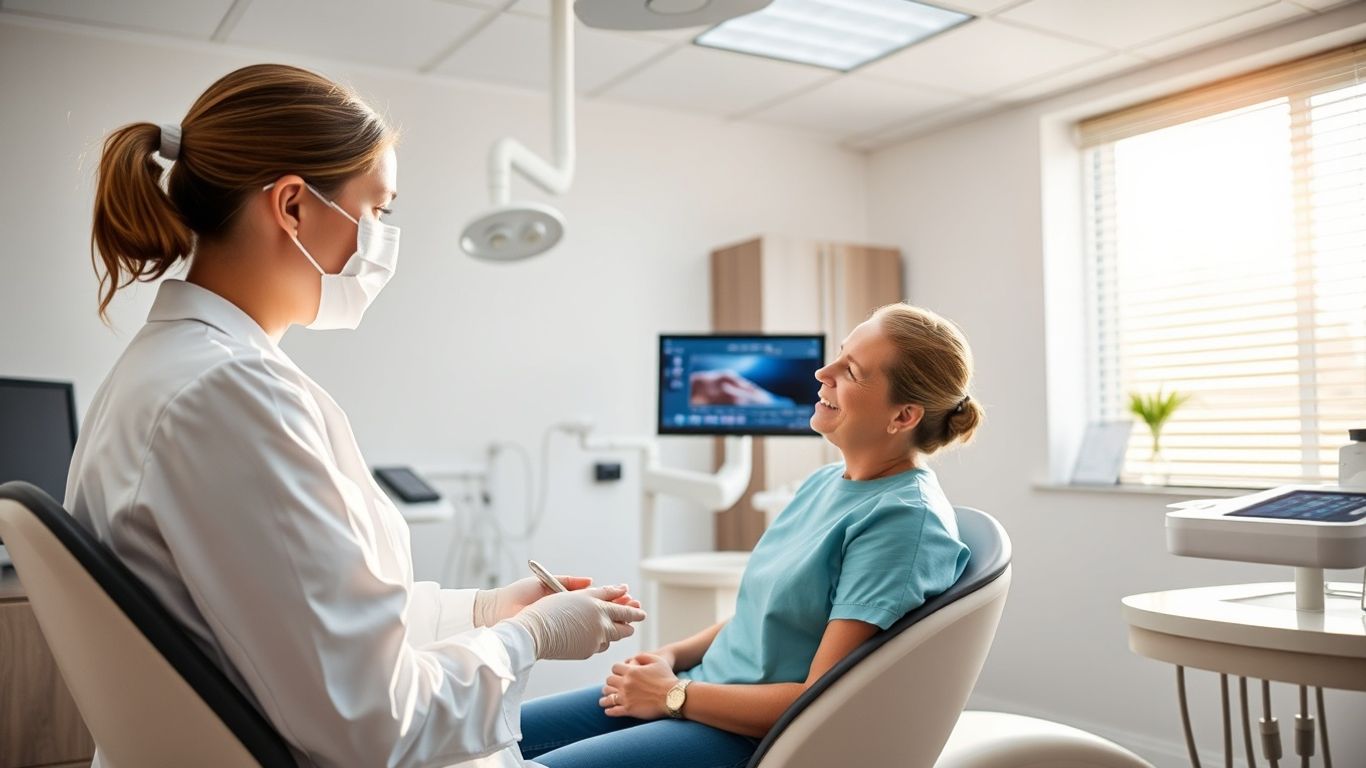 Zahnarzt und Patient in moderner Zahnklinik