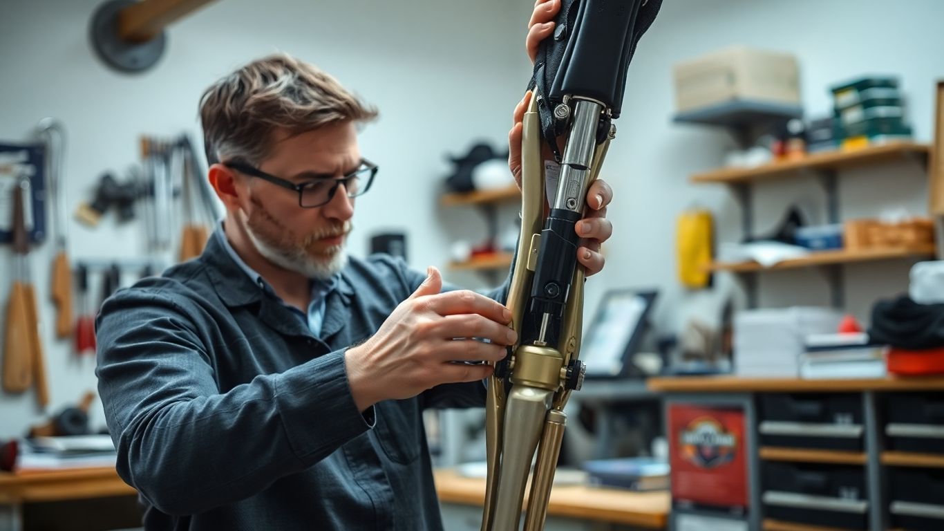 Orthopädietechniker bei der Arbeit mit Prothesen