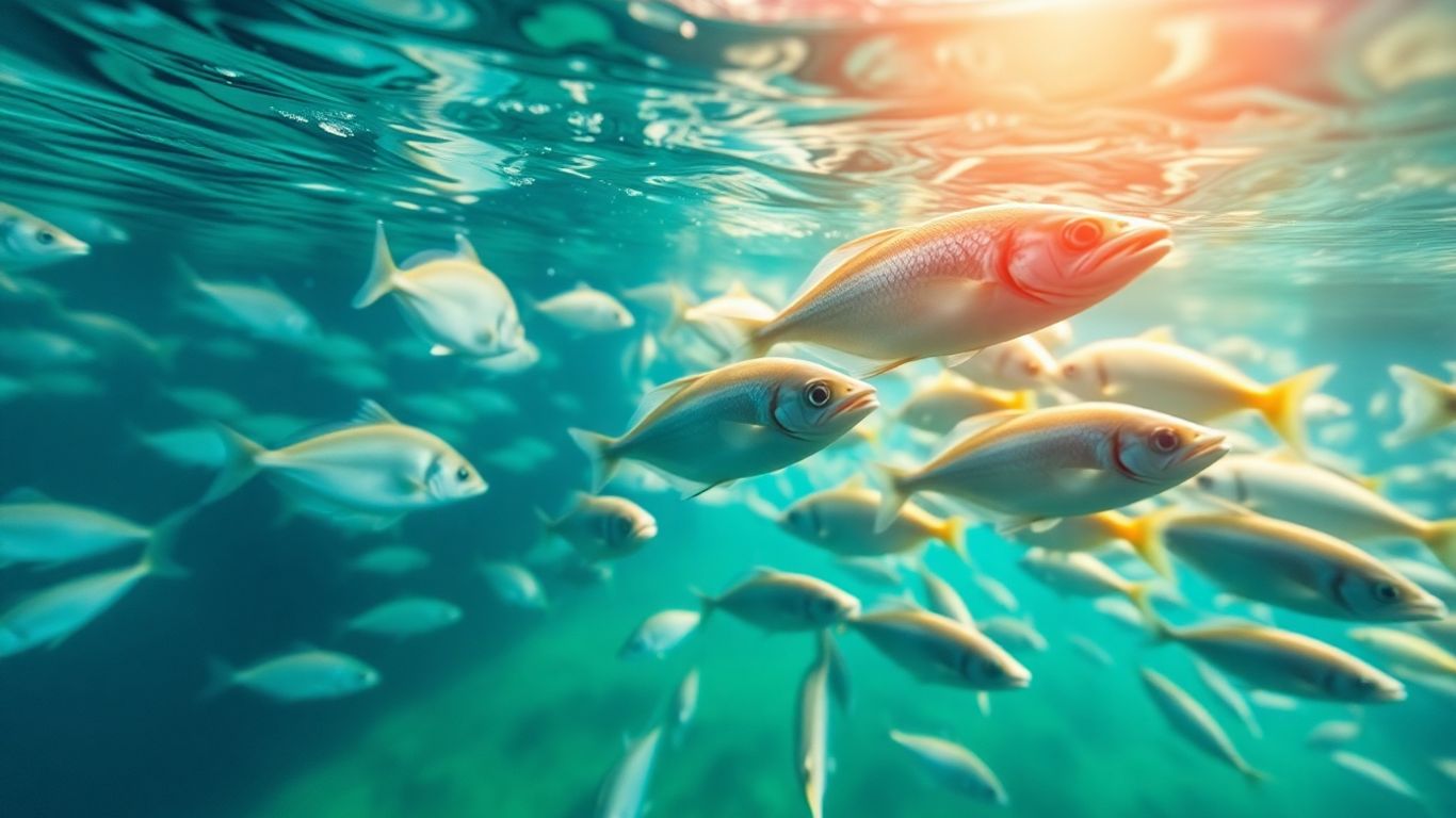 Fische in sauberem Wasser einer modernen Aquakulturanlage
