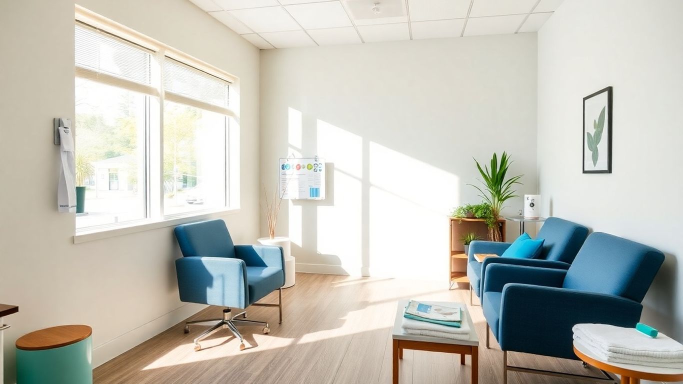 Therapieraum mit gemütlichen Sitzgelegenheiten und therapeutischen Werkzeugen.