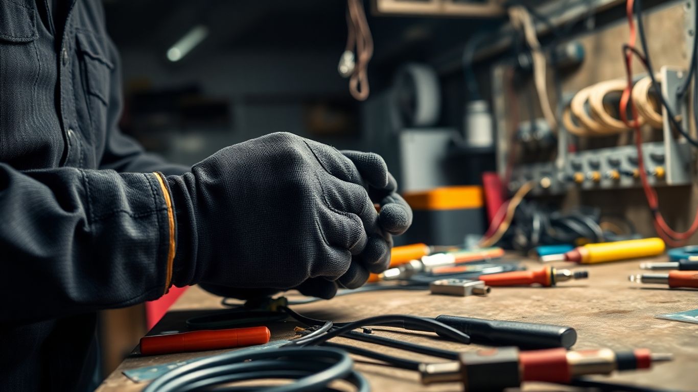 Elektriker bei der Arbeit in einer Werkstatt