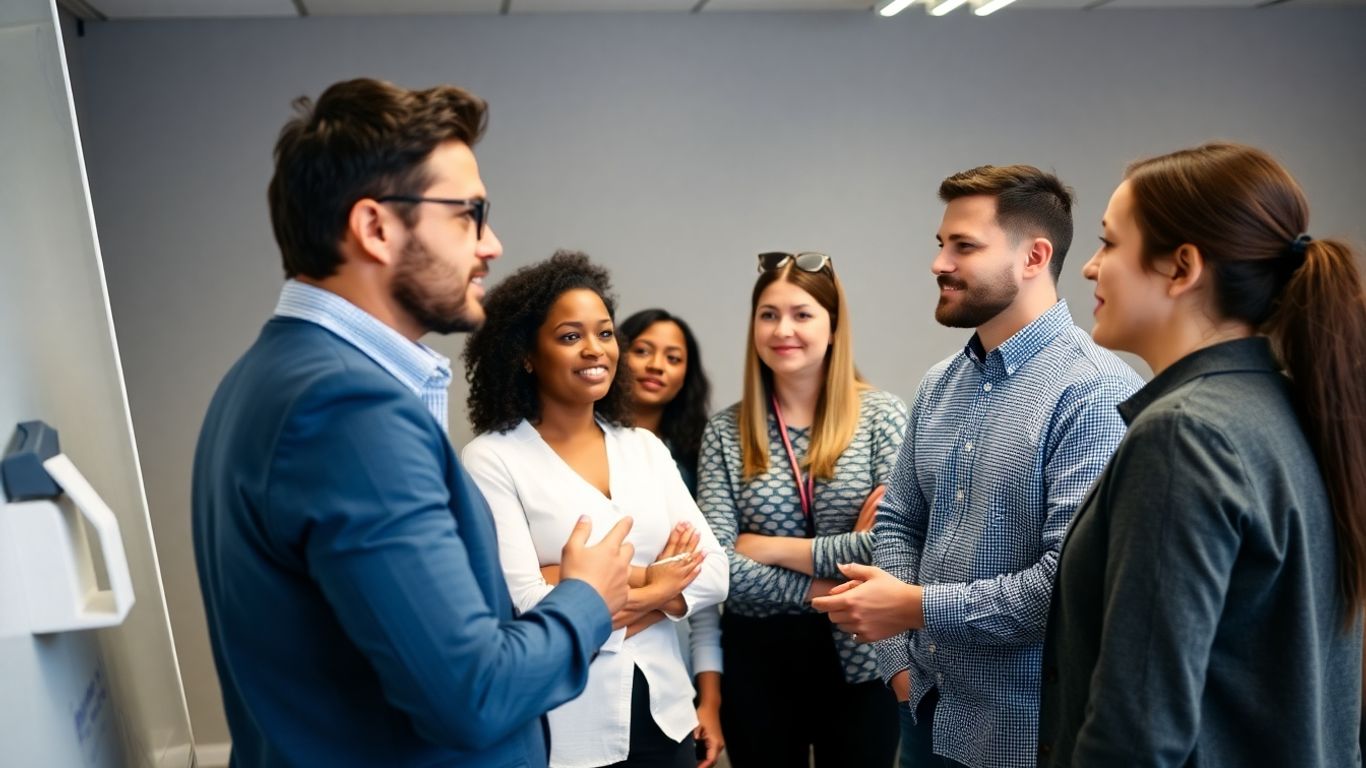 Gesundheitsakademie Mitarbeiter besprechen sich