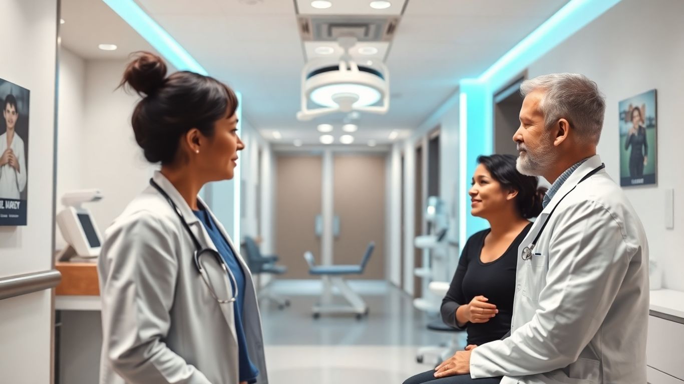 Medizinisches Versorgungszentrum mit Arzt und Patient