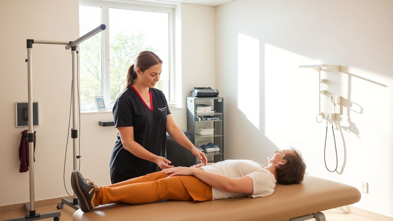 Ergotherapie-Praxis mit Patient und Therapeut