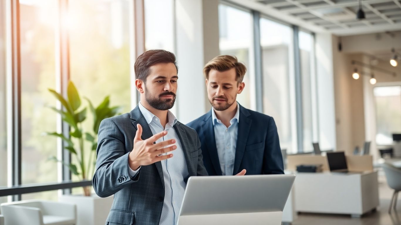 Berater und Klient im Gespräch in einem modernen Büro