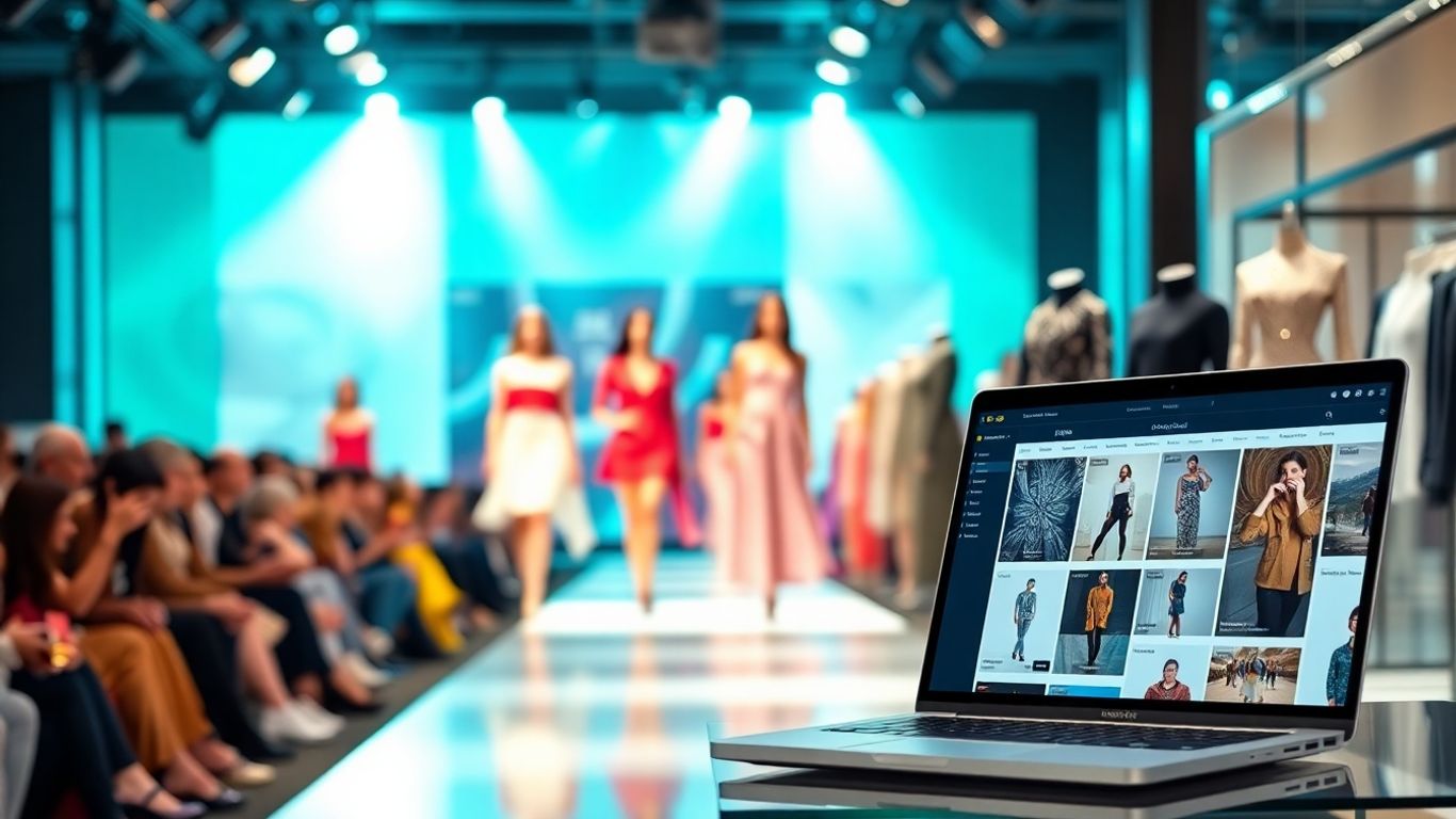 Modenschau mit Models, Kollektion und Online-Shop.