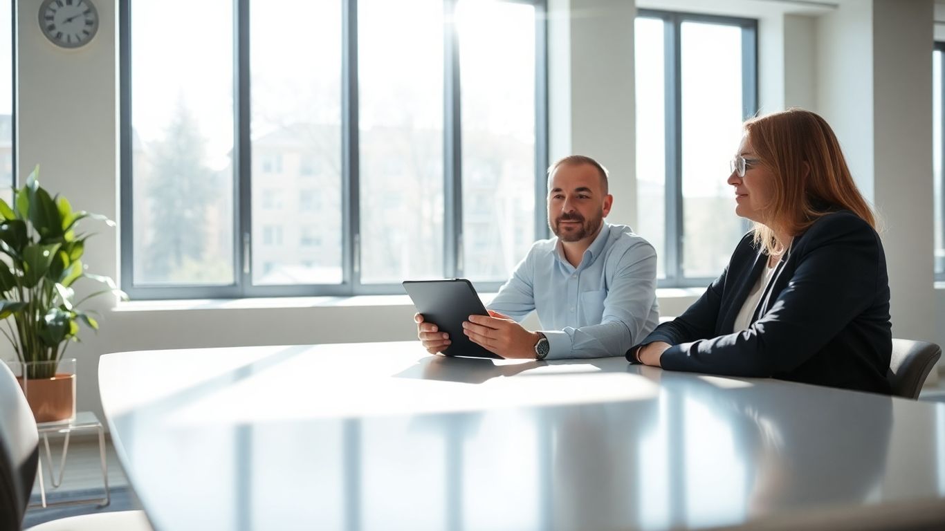 Berater und Kunde im Gespräch im Büro