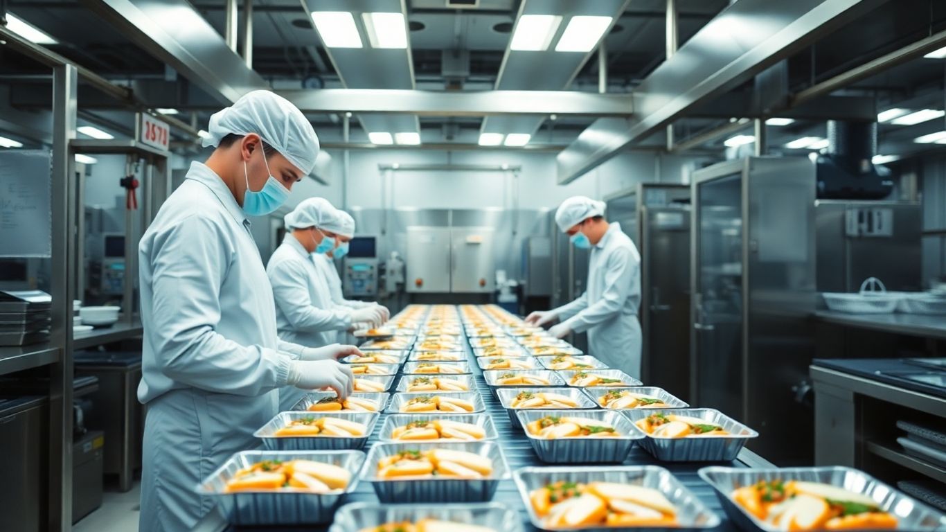 Lebensmittelproduktion mit Hygiene und Qualitätskontrolle