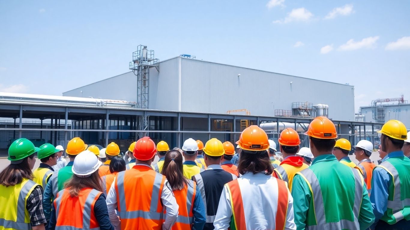 Industrieanlage mit Fachleuten und Versicherungsschutz