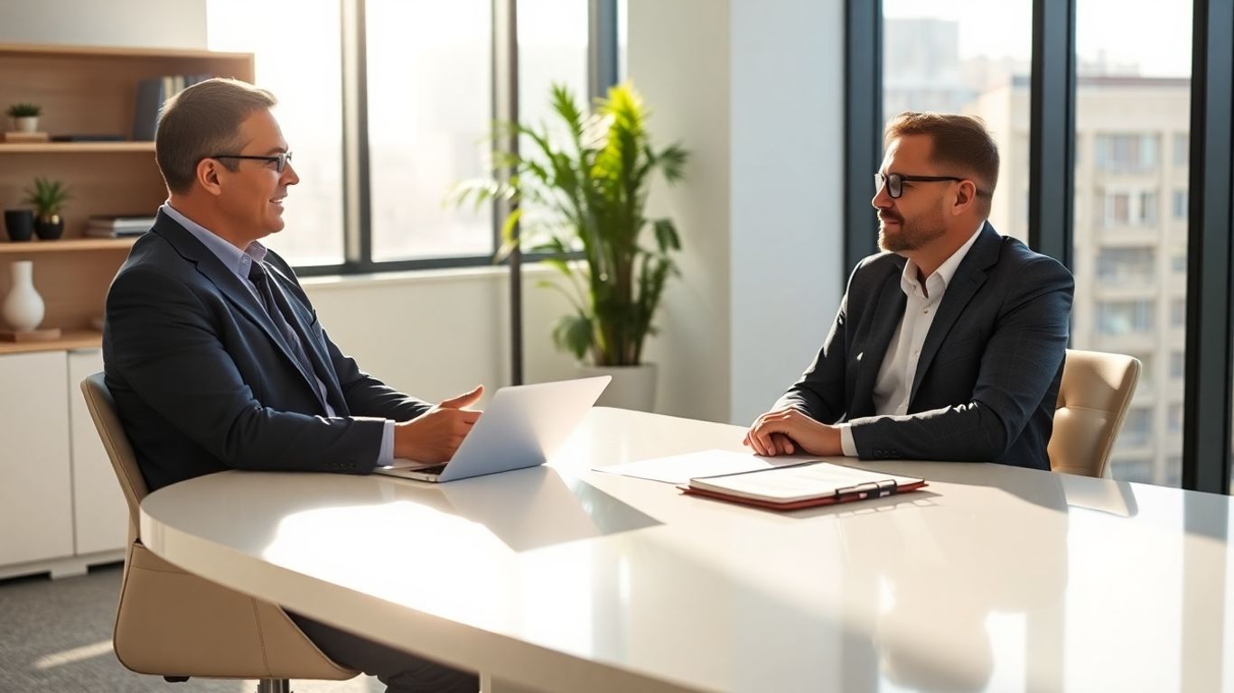 Berater und Klient im Gespräch im Büro