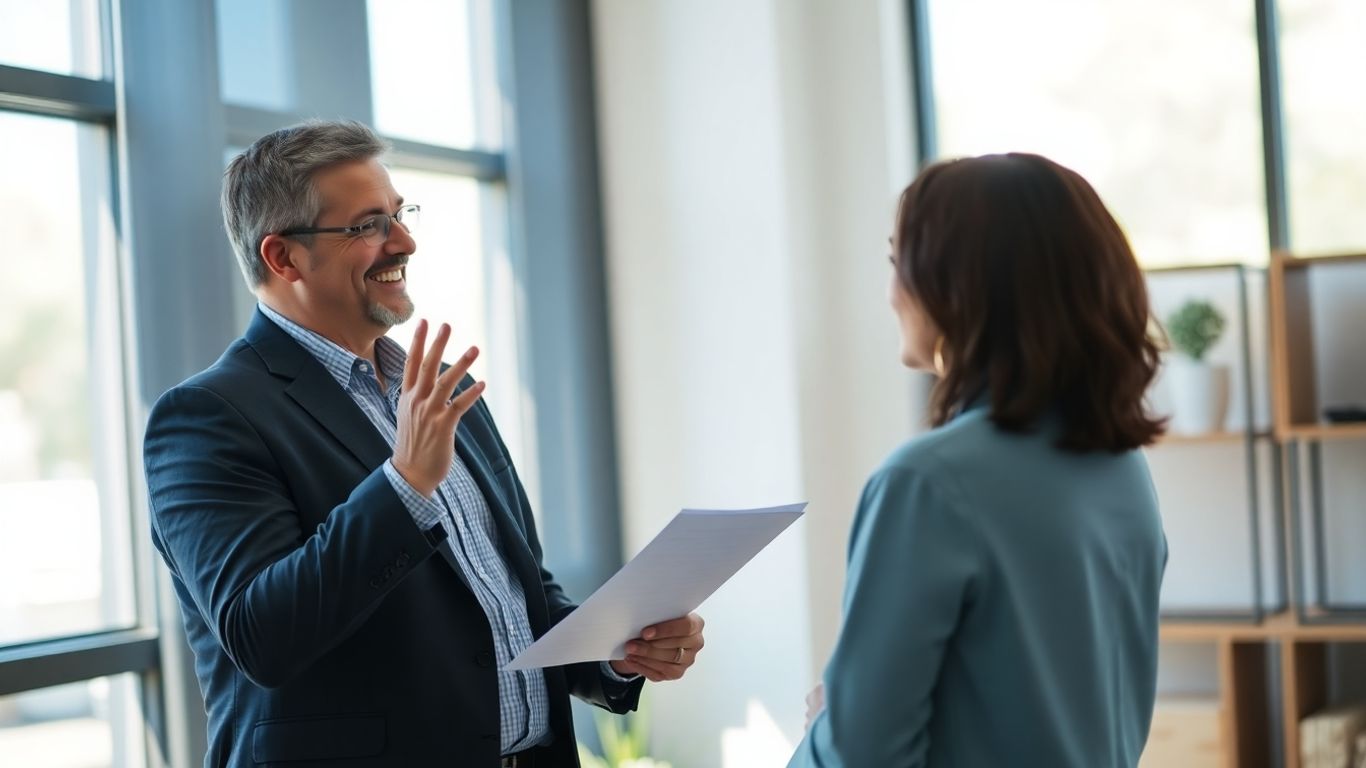Berater und Kunde im Gespräch über Versicherung
