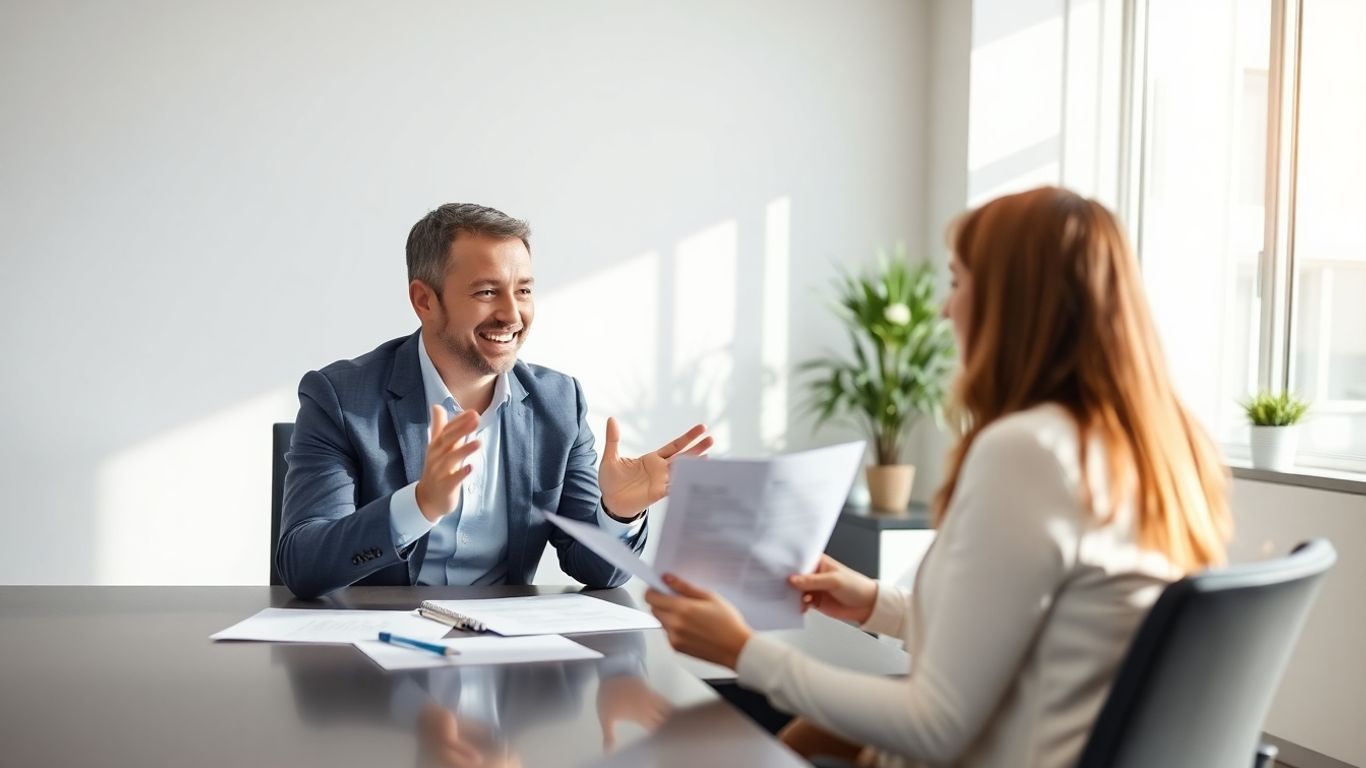 Zwei lächelnde Zahnärzte in einer hellen Praxis.