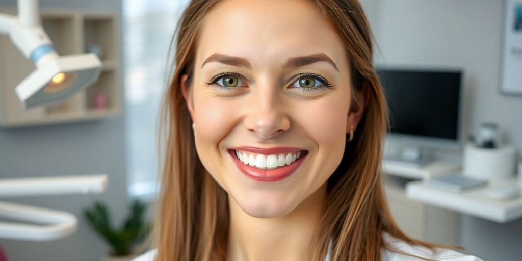 Zahnarzt lächelt in moderner Praxis