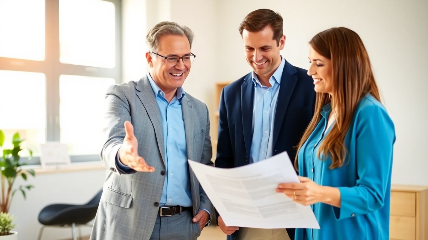 Lächelnder Zahnarzt in heller Praxis.