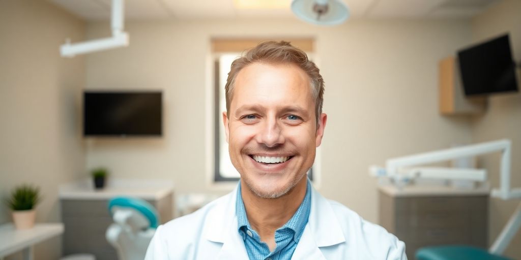 Ein Lächeln in einer modernen Zahnarztpraxis.