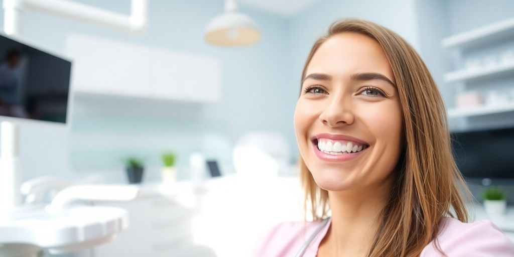 Zahnarzt lächelt in moderner Praxis