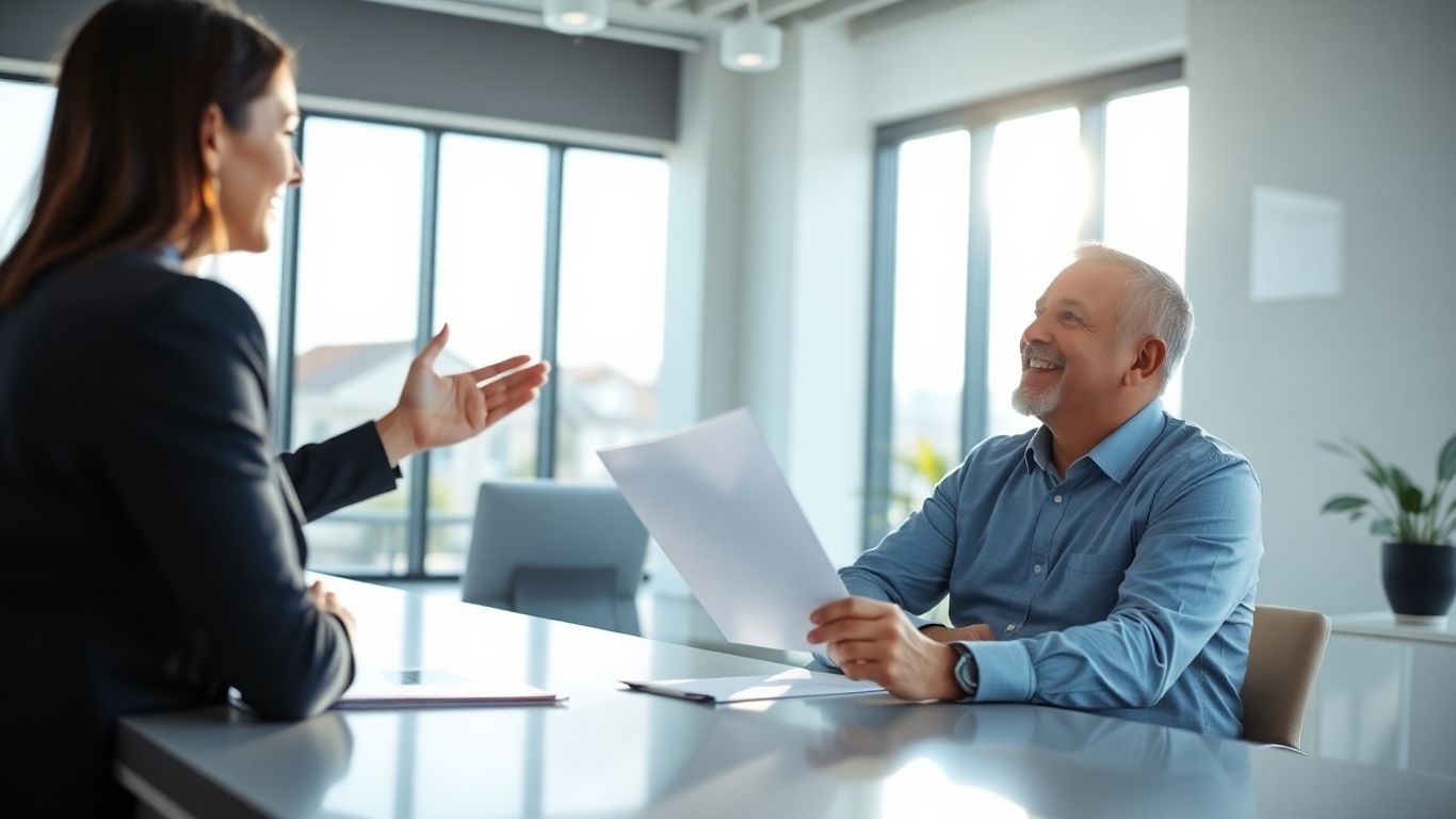 Berater und Kunde im Gespräch im Büro