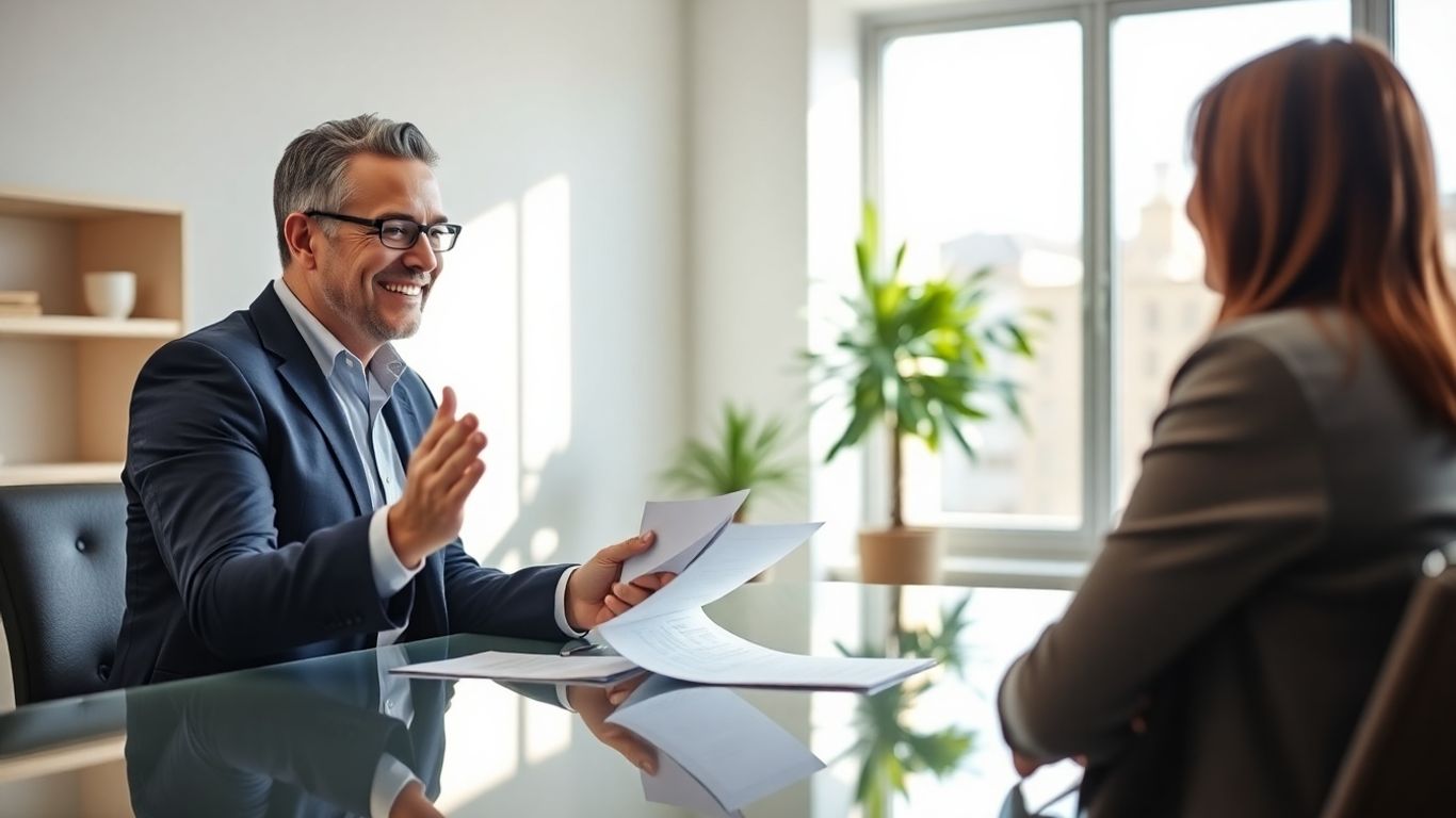 Berater und Kunde im Gespräch im Büro