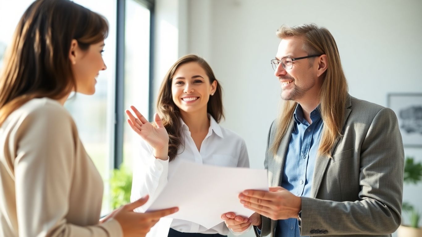 Versicherungsberater und Kunde im Gespräch im Büro