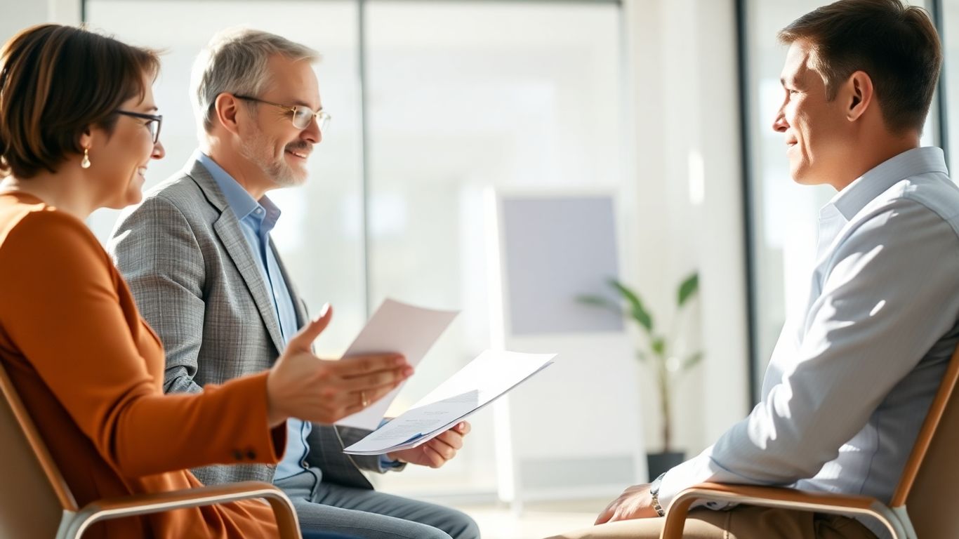 Berufsberater spricht mit Kunde im Büro