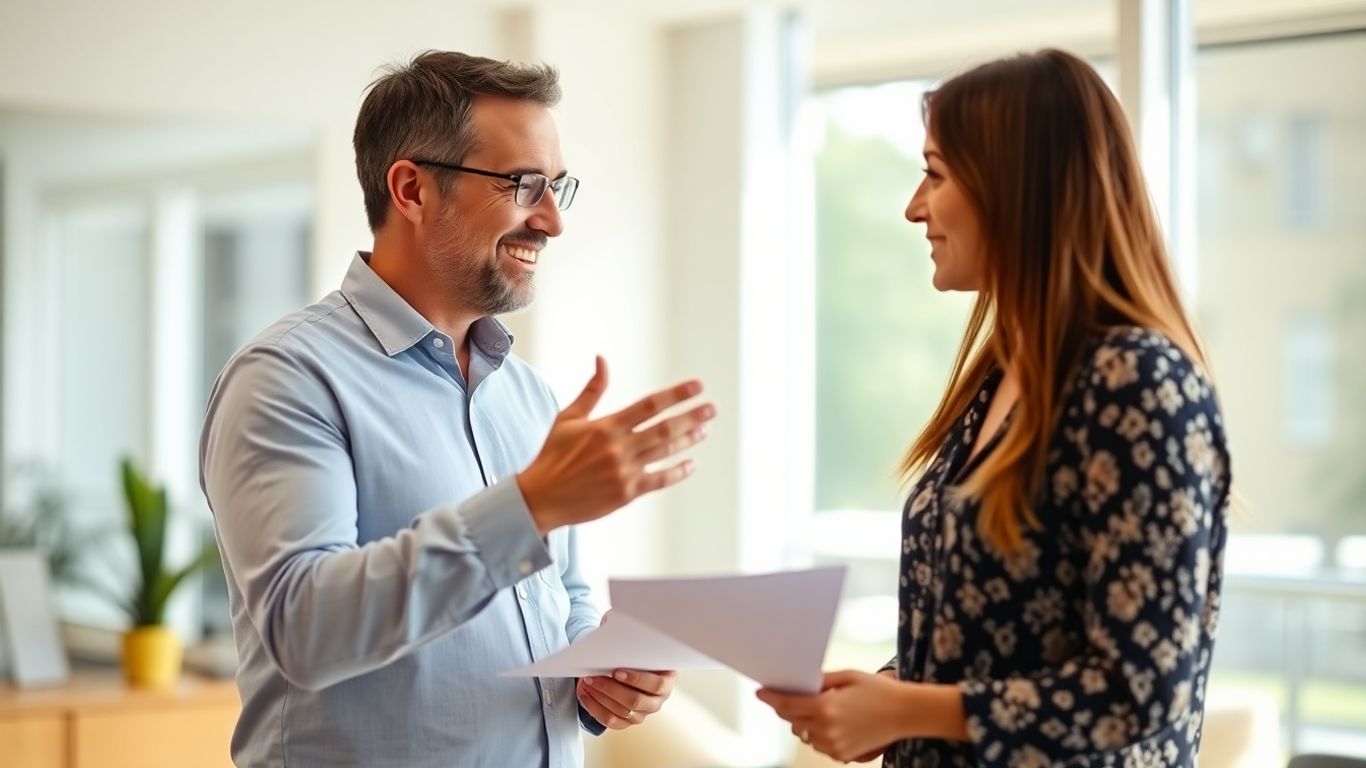 Versicherungsberater und Kunde im Gespräch im Büro