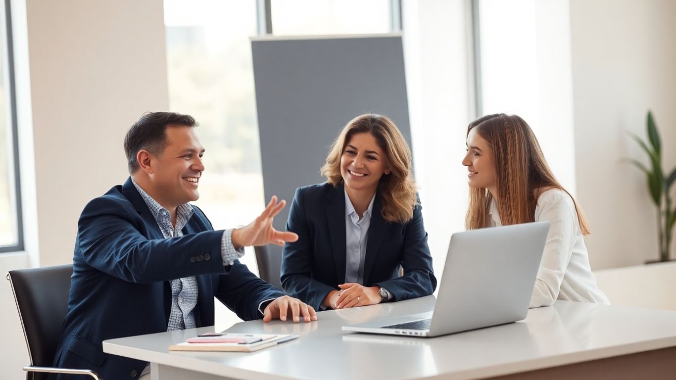 Versicherungsberater und Kunde im Gespräch im Büro