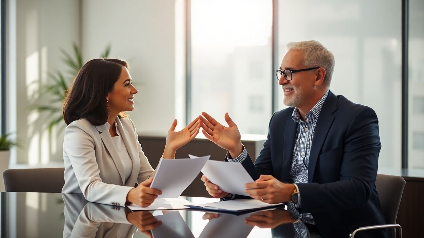 Berater und Kunde im Gespräch im Büro