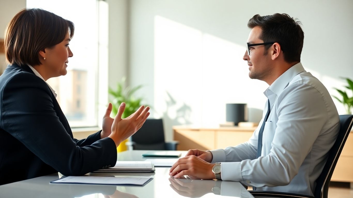 Berater und Kunde im Gespräch im Büro